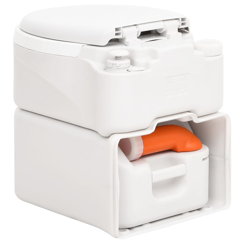 vidaXL Integrated Camping Toilet White 24+17 L HDPE&PP