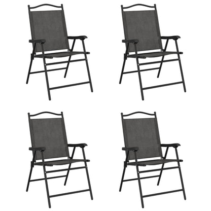 vidaXL Folding Chairs 4 pcs Melange Grey Steel and Textilene