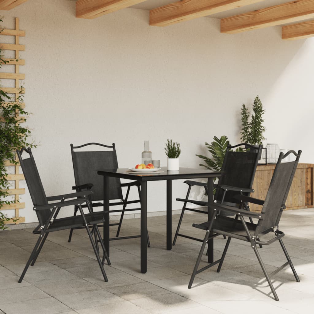 vidaXL Folding Chairs 4 pcs Melange Grey Steel and Textilene