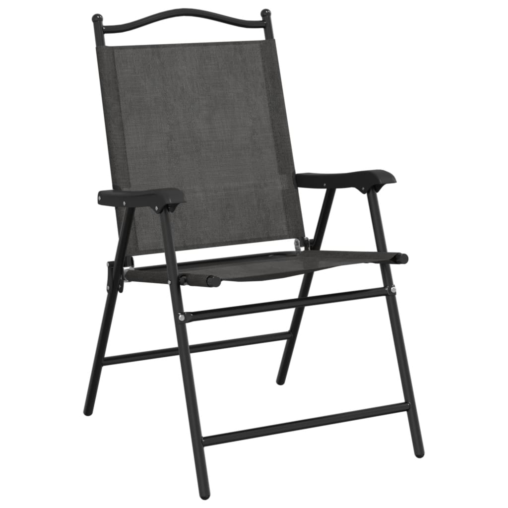 vidaXL Folding Chairs 4 pcs Melange Grey Steel and Textilene