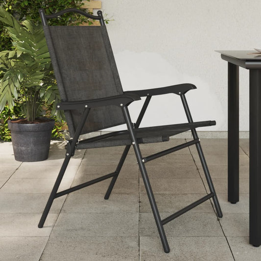 vidaXL Folding Chairs 4 pcs Melange Grey Steel and Textilene