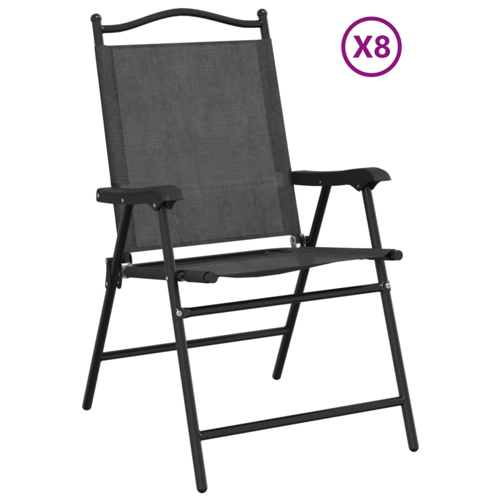 vidaXL Folding Chairs 8 pcs Melange Grey Steel and Textilene