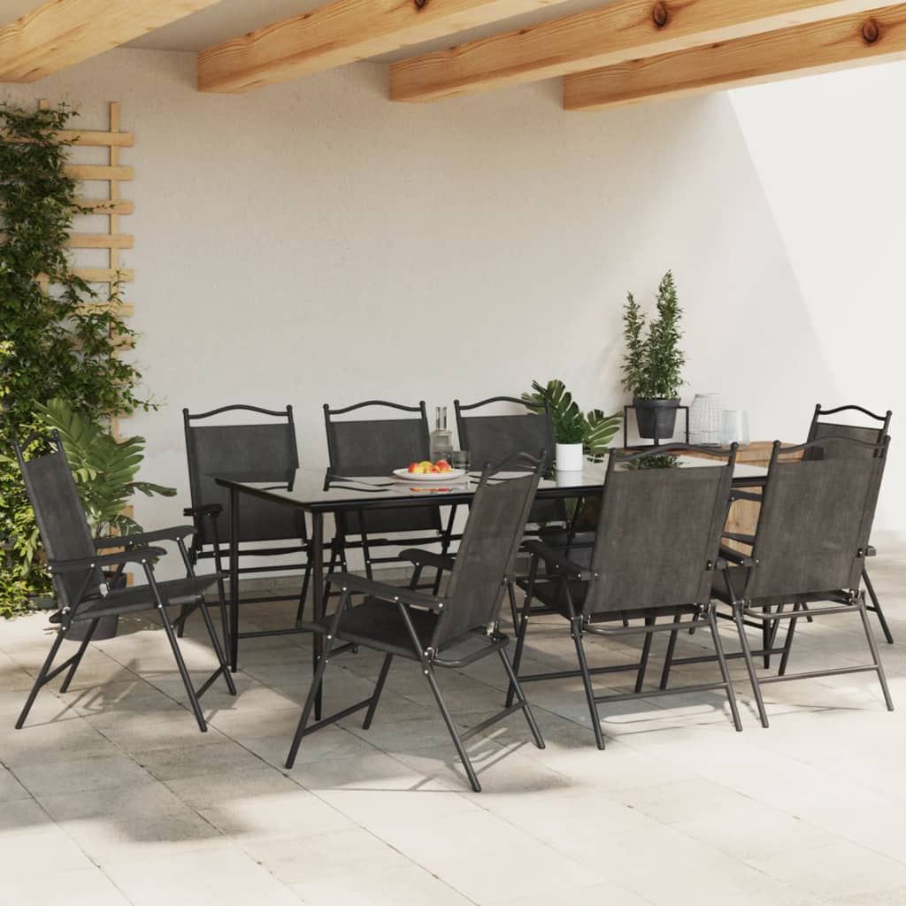 vidaXL Folding Chairs 8 pcs Melange Grey Steel and Textilene