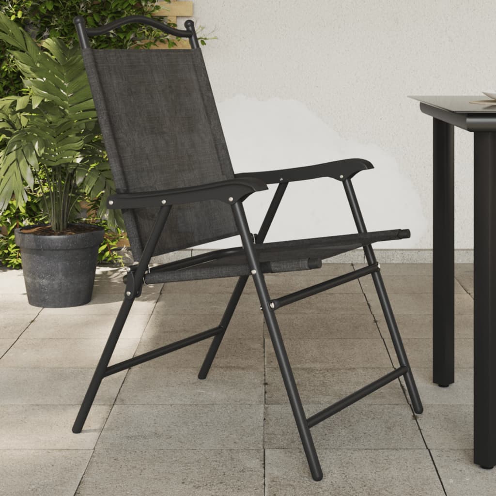 vidaXL Folding Chairs 8 pcs Melange Grey Steel and Textilene