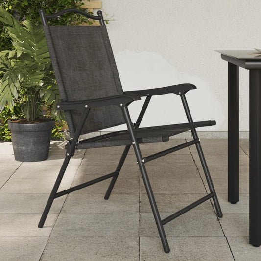 vidaXL Folding Chairs 8 pcs Melange Grey Steel and Textilene