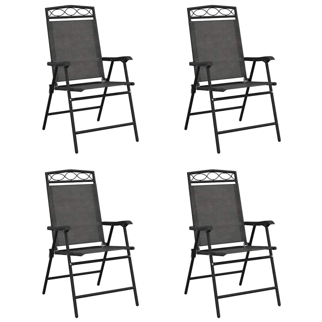 vidaXL Folding Chairs 4 pcs Melange Grey Steel and Textilene