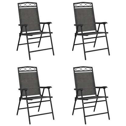 vidaXL Folding Chairs 4 pcs Melange Grey Steel and Textilene