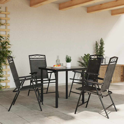 vidaXL Folding Chairs 4 pcs Melange Grey Steel and Textilene