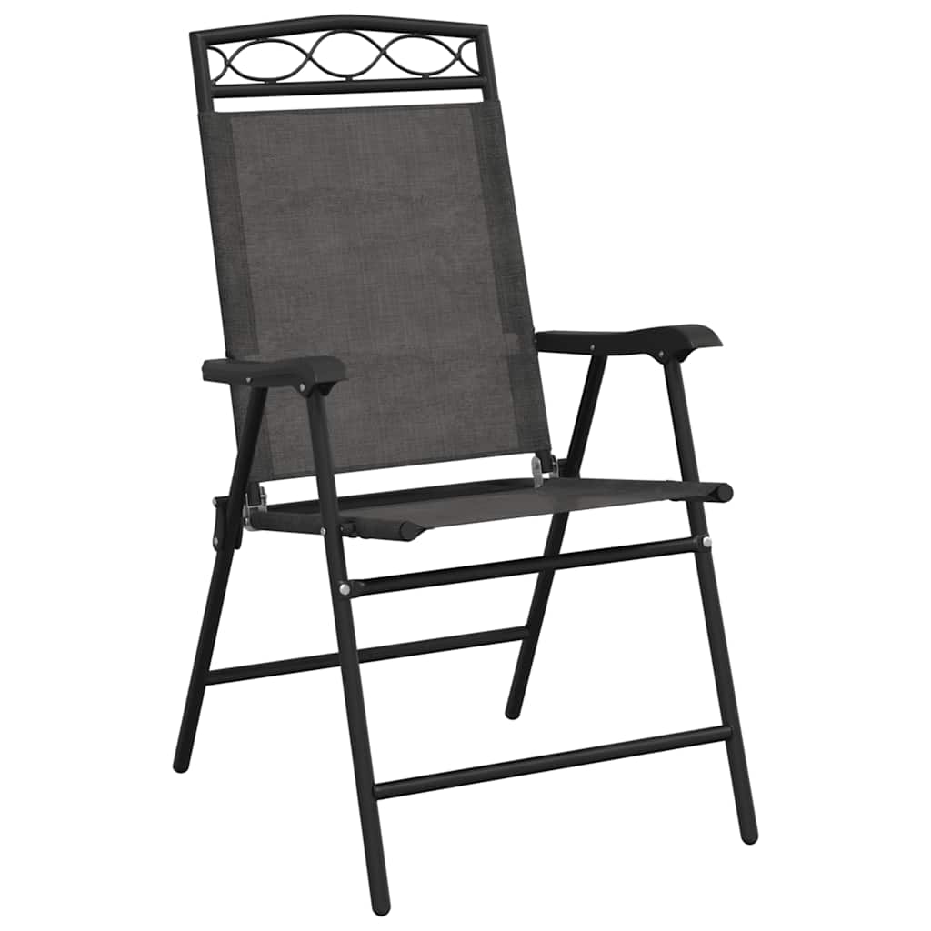 vidaXL Folding Chairs 4 pcs Melange Grey Steel and Textilene
