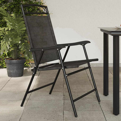 vidaXL Folding Chairs 4 pcs Melange Grey Steel and Textilene