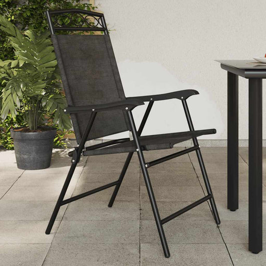 vidaXL Folding Chairs 4 pcs Melange Grey Steel and Textilene