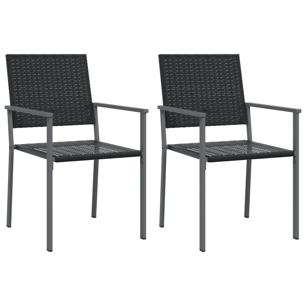 vidaXL Garden Chair | Set of 2 | Black | PE rattan, powder-coated steel