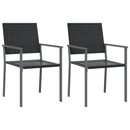 vidaXL Garden Chair | Set of 2 | Black | PE rattan, powder-coated steel