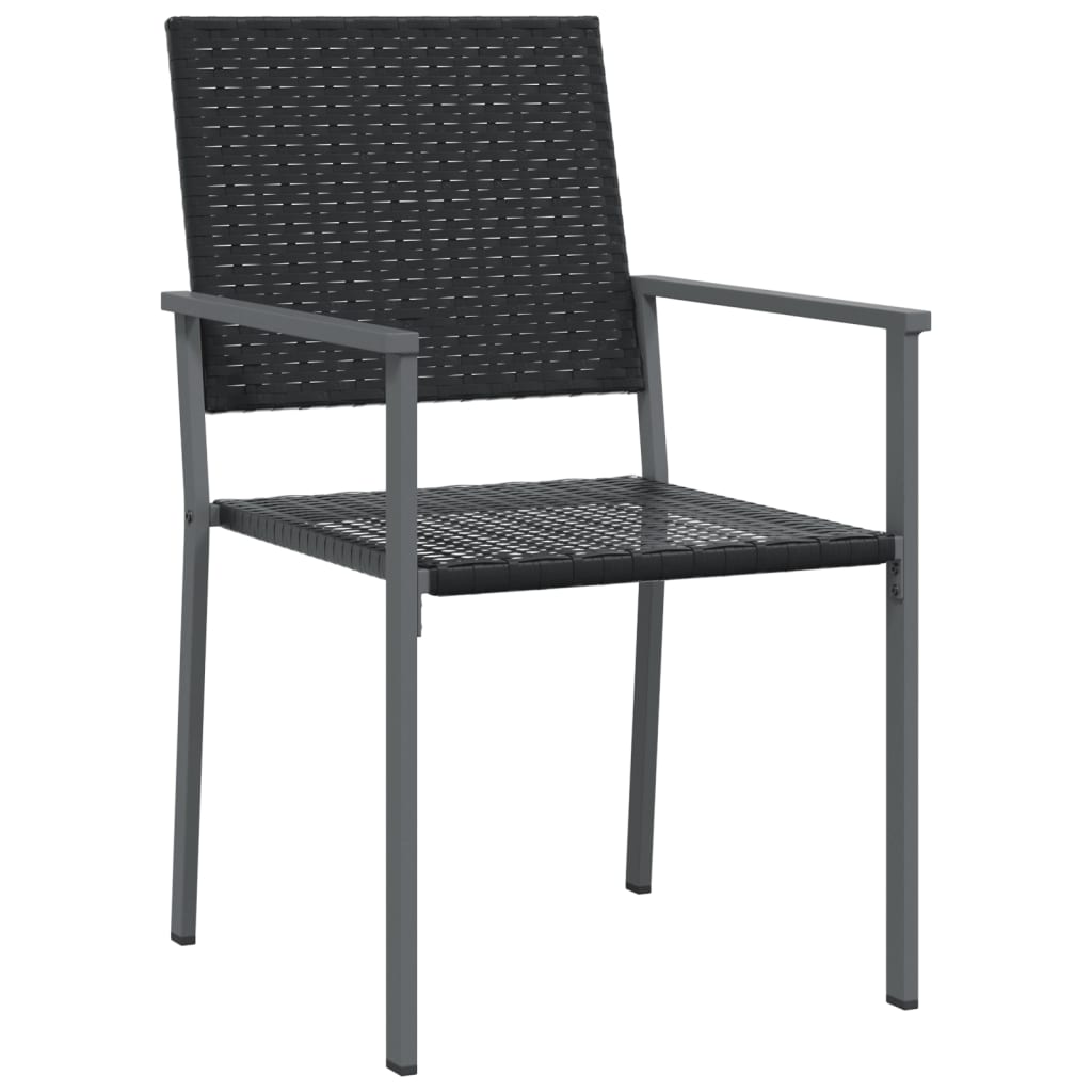 vidaXL Garden Chair | Set of 2 | Black | PE rattan, powder-coated steel