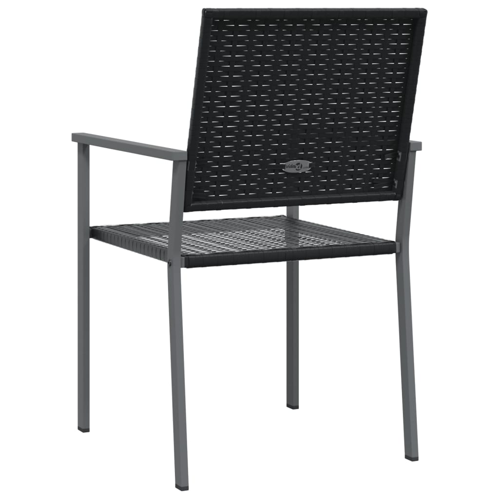 vidaXL Garden Chair | Set of 2 | Black | PE rattan, powder-coated steel