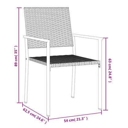vidaXL Garden Chair | Set of 2 | Black | PE rattan, powder-coated steel