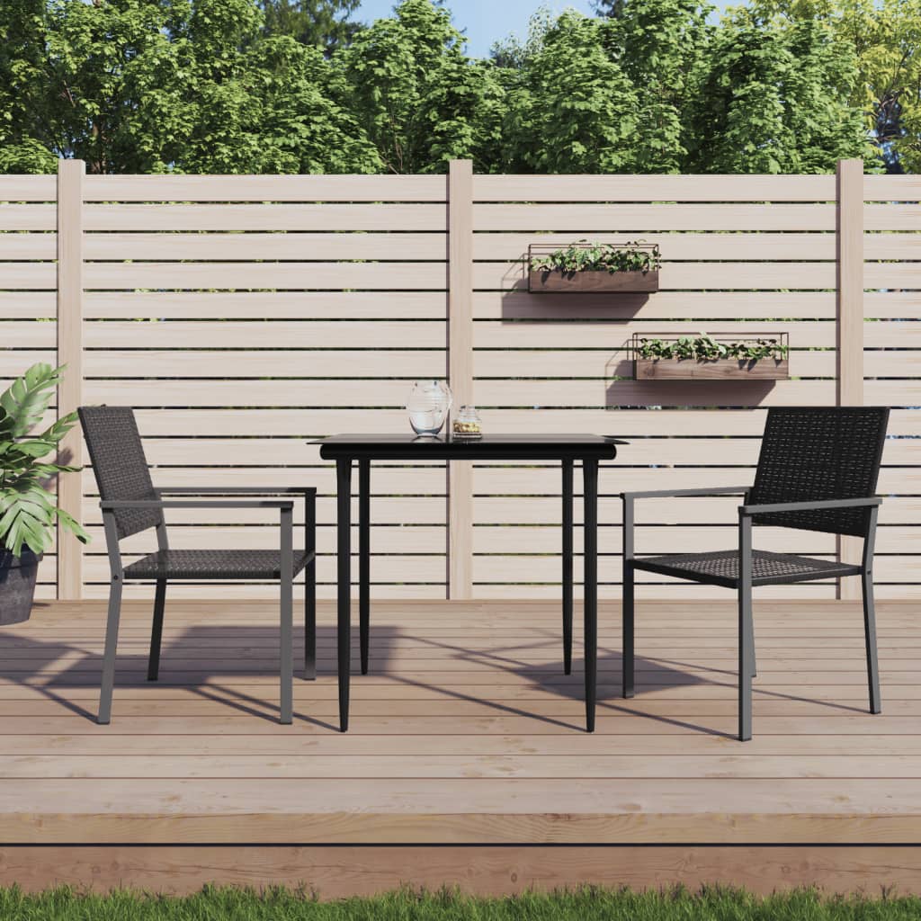 vidaXL Garden Chair | Set of 2 | Black | PE rattan, powder-coated steel