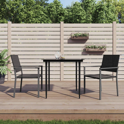 vidaXL Garden Chair | Set of 2 | Black | PE rattan, powder-coated steel