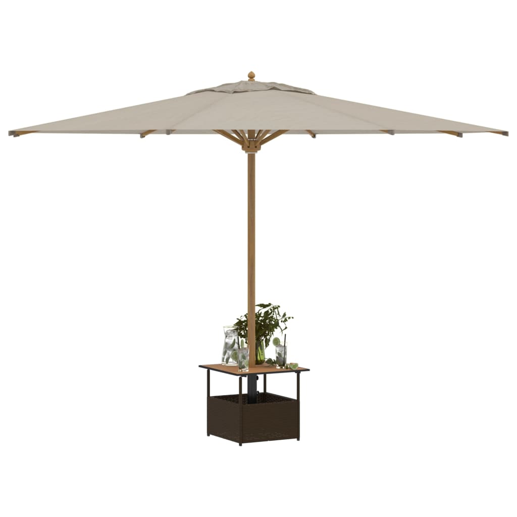 vidaXL Garden Table with Parasol Hole Brown 55x55x46.5 cm Poly Rattan