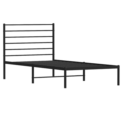 vidaXL Metal Bed Frame without Mattress with Headboard Black 75x190cm