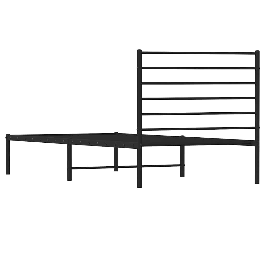 vidaXL Metal Bed Frame without Mattress with Headboard Black 75x190cm