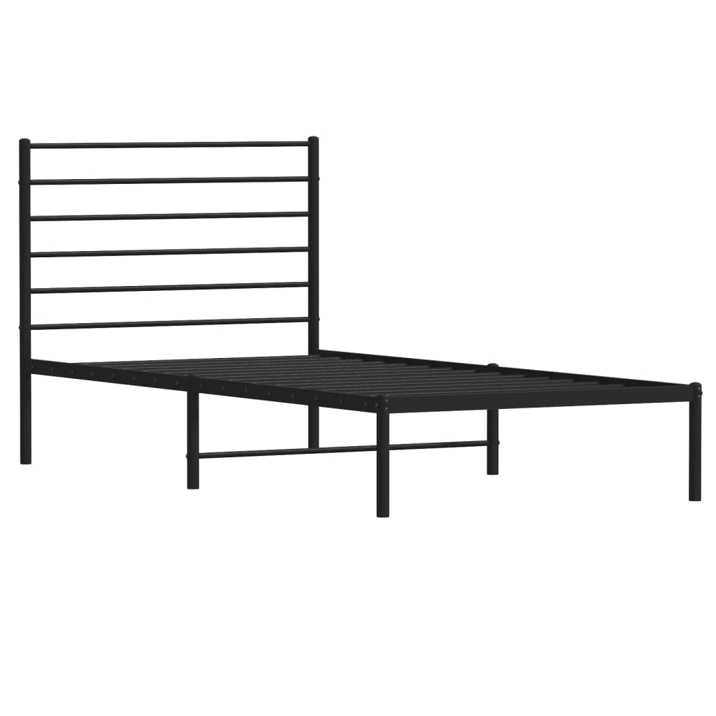 vidaXL Metal Bed Frame without Mattress with Headboard Black 90x190cm