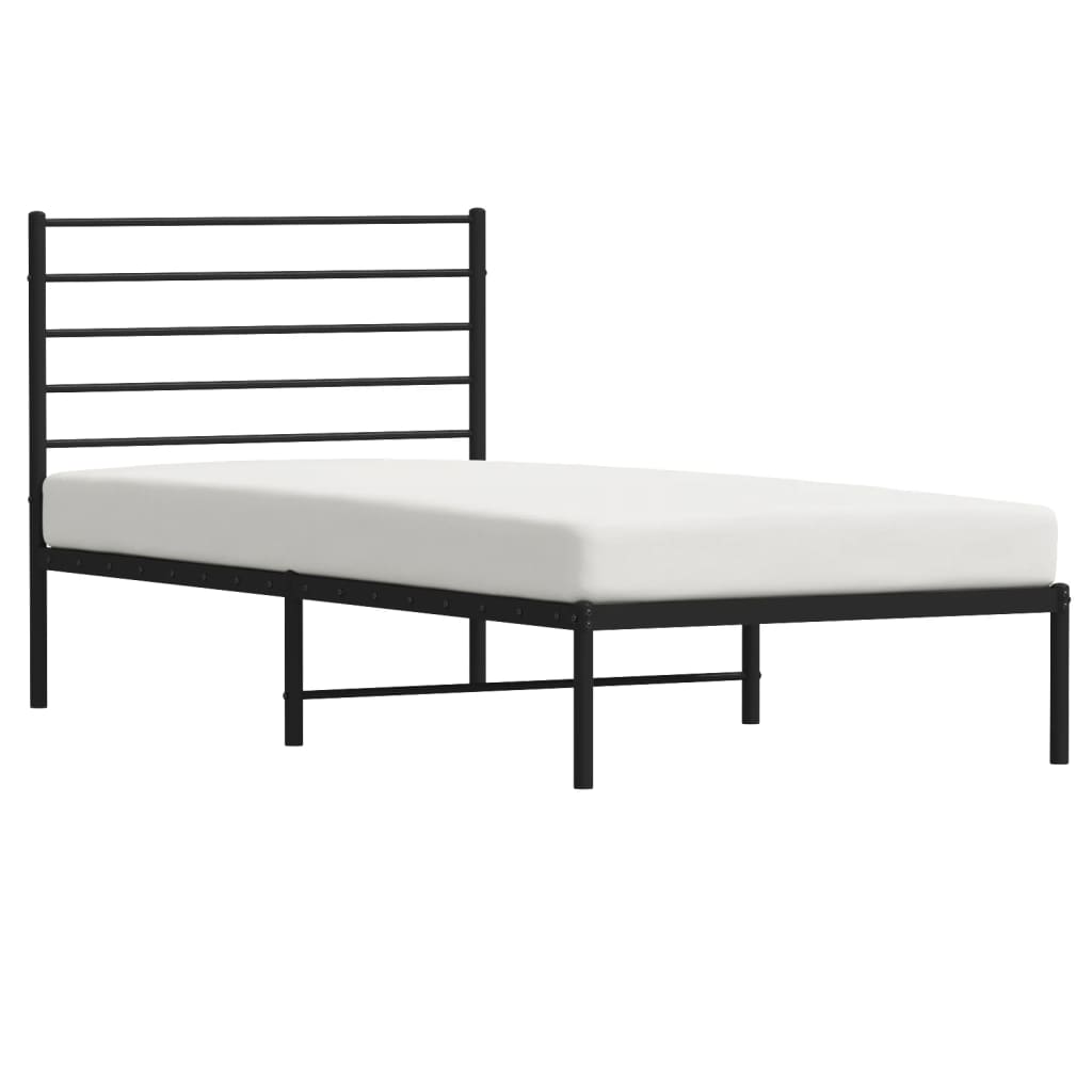 vidaXL Metal Bed Frame without Mattress with Headboard Black 90x190cm