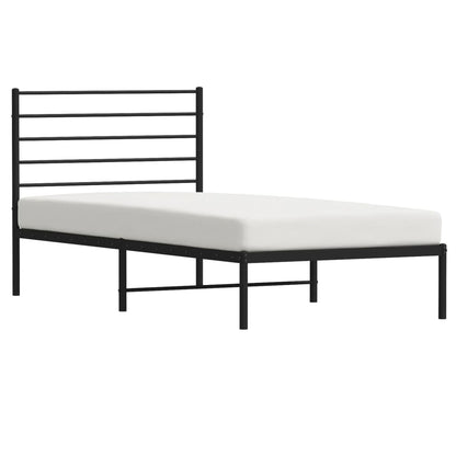 vidaXL Metal Bed Frame without Mattress with Headboard Black 90x190cm