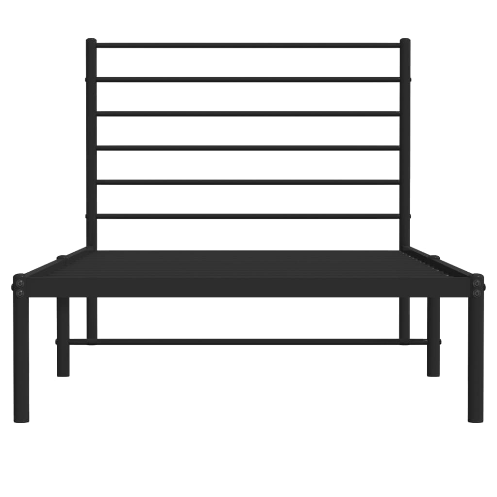 vidaXL Metal Bed Frame without Mattress with Headboard Black 90x190cm