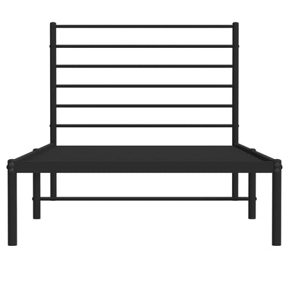 vidaXL Metal Bed Frame without Mattress with Headboard Black 90x190cm