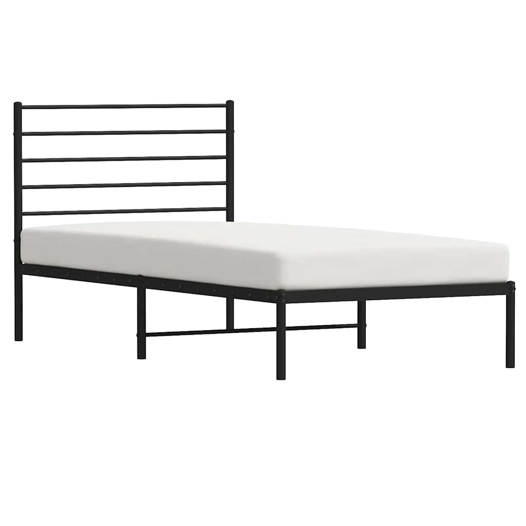 vidaXL Metal Bed Frame without Mattress with Headboard Black 100x190cm