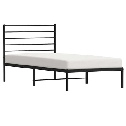 vidaXL Metal Bed Frame without Mattress with Headboard Black 100x190cm