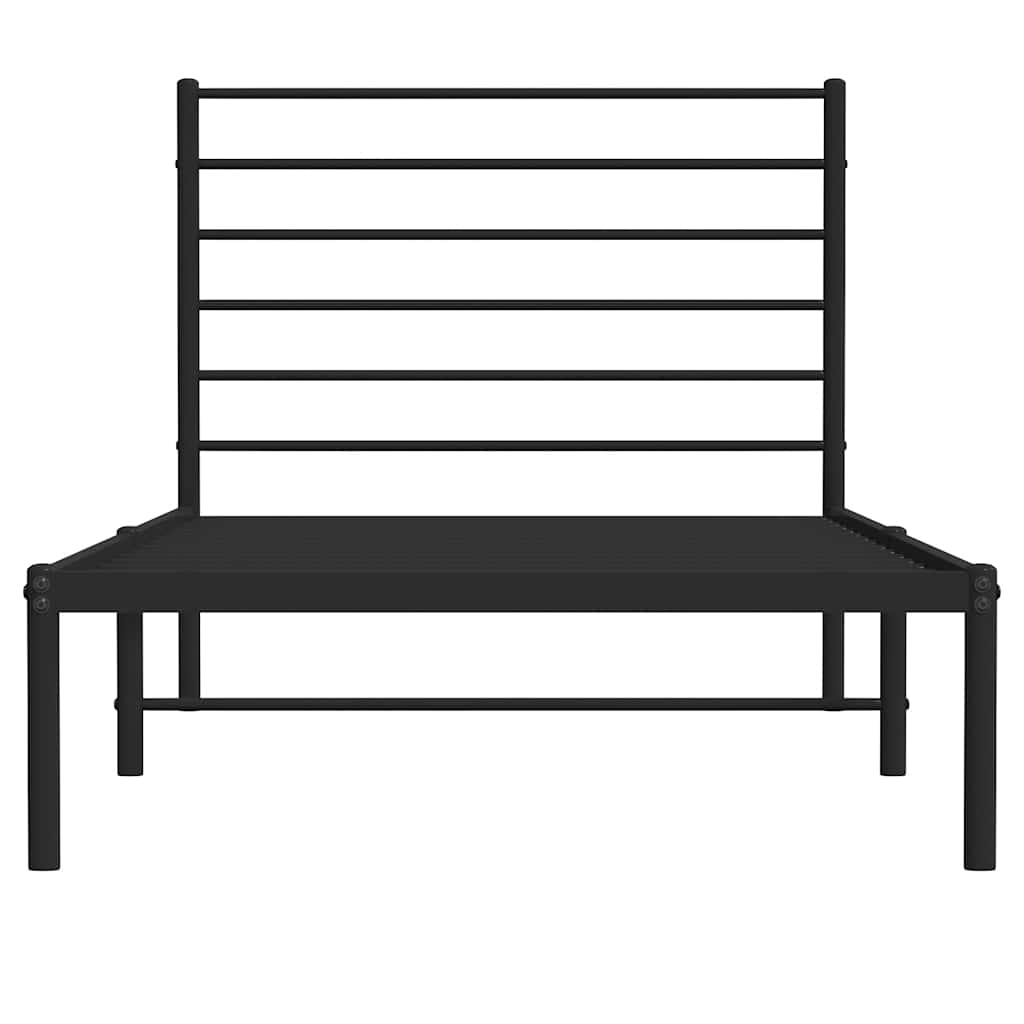 vidaXL Metal Bed Frame without Mattress with Headboard Black 100x190cm
