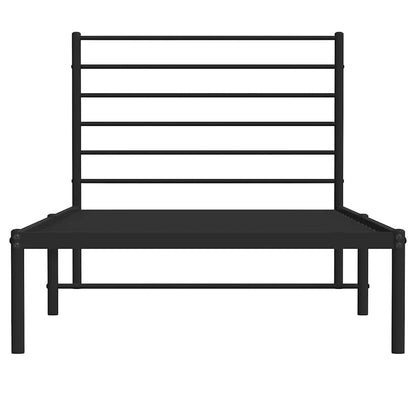 vidaXL Metal Bed Frame without Mattress with Headboard Black 100x190cm