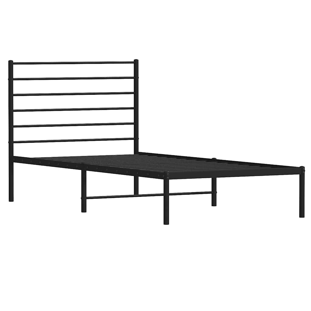 vidaXL Metal Bed Frame without Mattress with Headboard Black 100x200cm