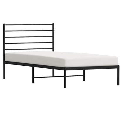 vidaXL Metal Bed Frame without Mattress with Headboard Black 100x200cm