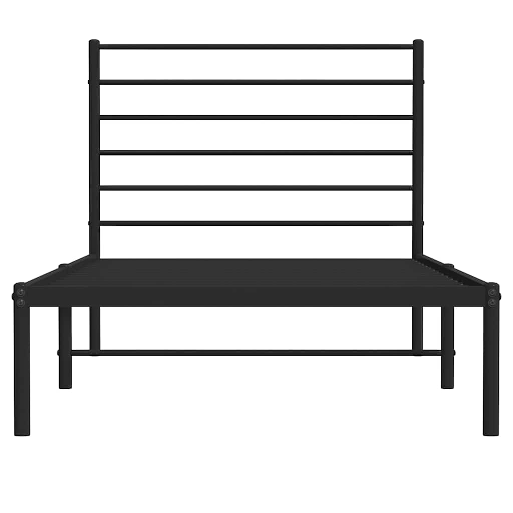 vidaXL Metal Bed Frame without Mattress with Headboard Black 107x203cm