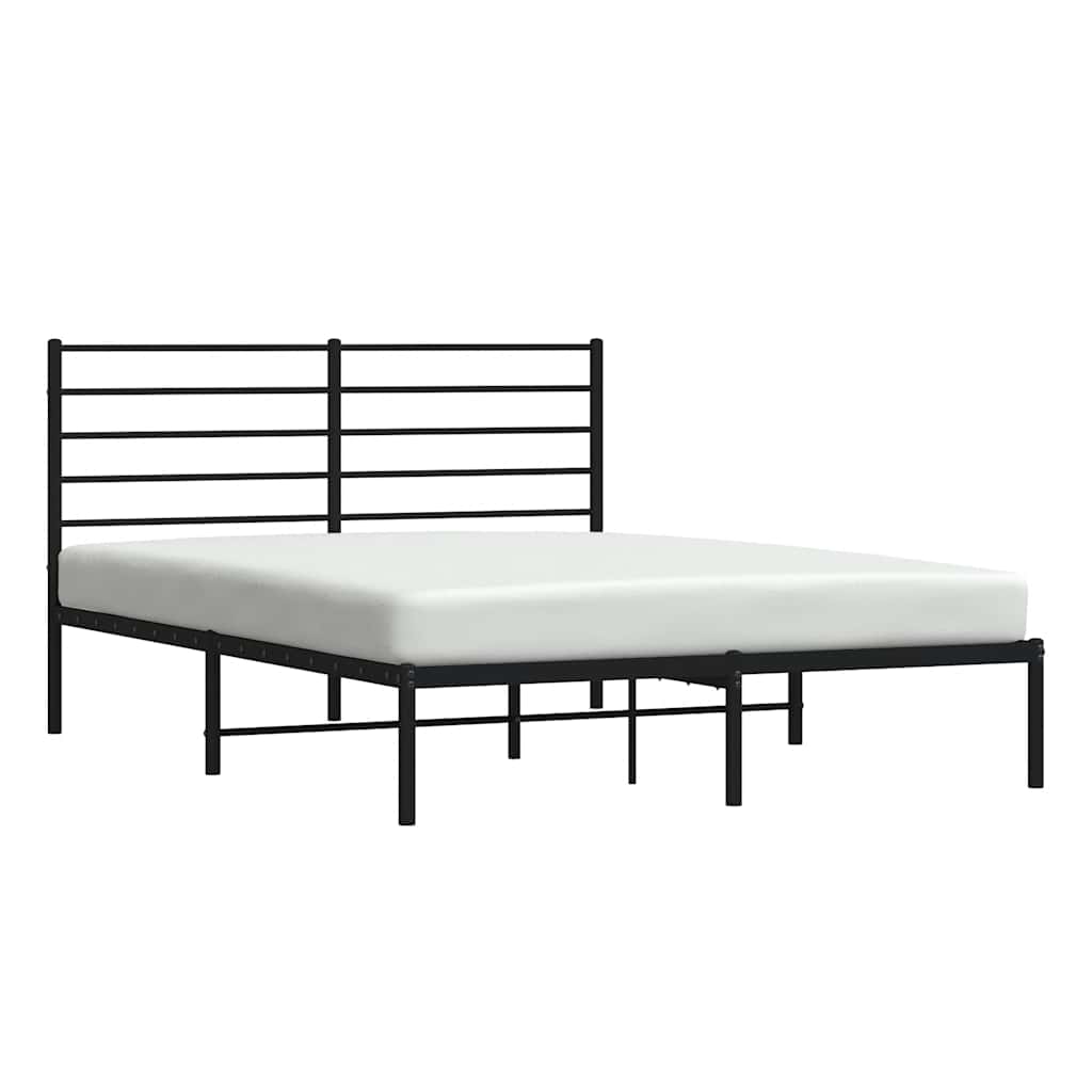 vidaXL Metal Bed Frame without Mattress with Headboard Black 120x190cm