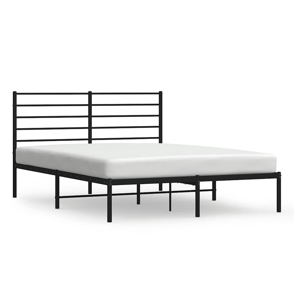 vidaXL Metal Bed Frame without Mattress with Headboard Black 135x190cm