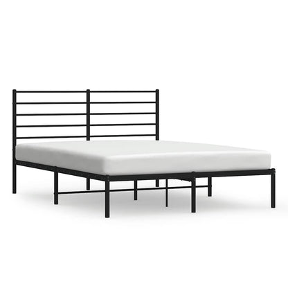 vidaXL Metal Bed Frame without Mattress with Headboard Black 135x190cm