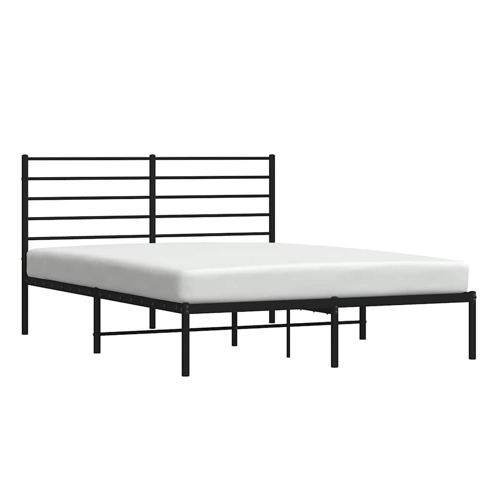vidaXL Metal Bed Frame without Mattress with Headboard Black 135x190cm