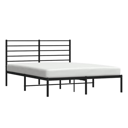 vidaXL Metal Bed Frame without Mattress with Headboard Black 135x190cm