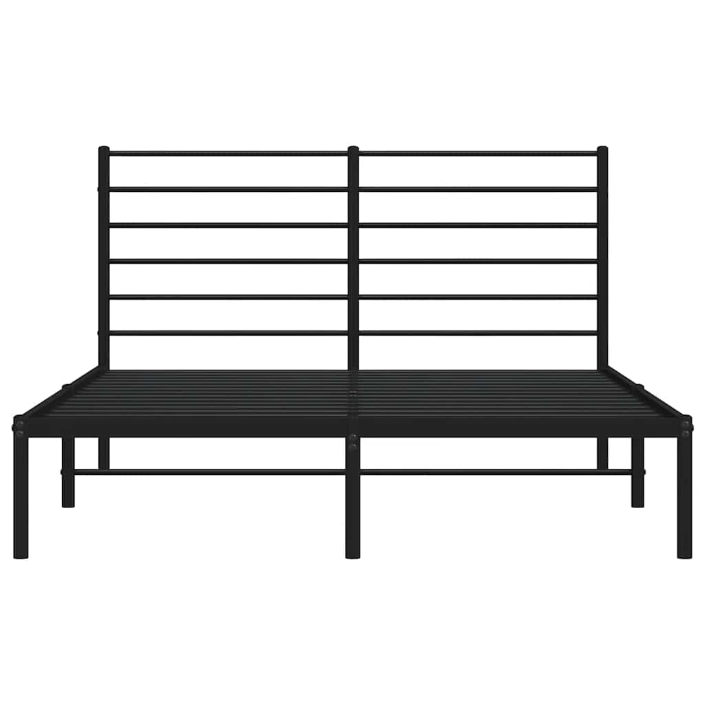 vidaXL Metal Bed Frame without Mattress with Headboard Black 135x190cm