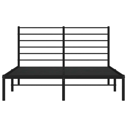 vidaXL Metal Bed Frame without Mattress with Headboard Black 135x190cm
