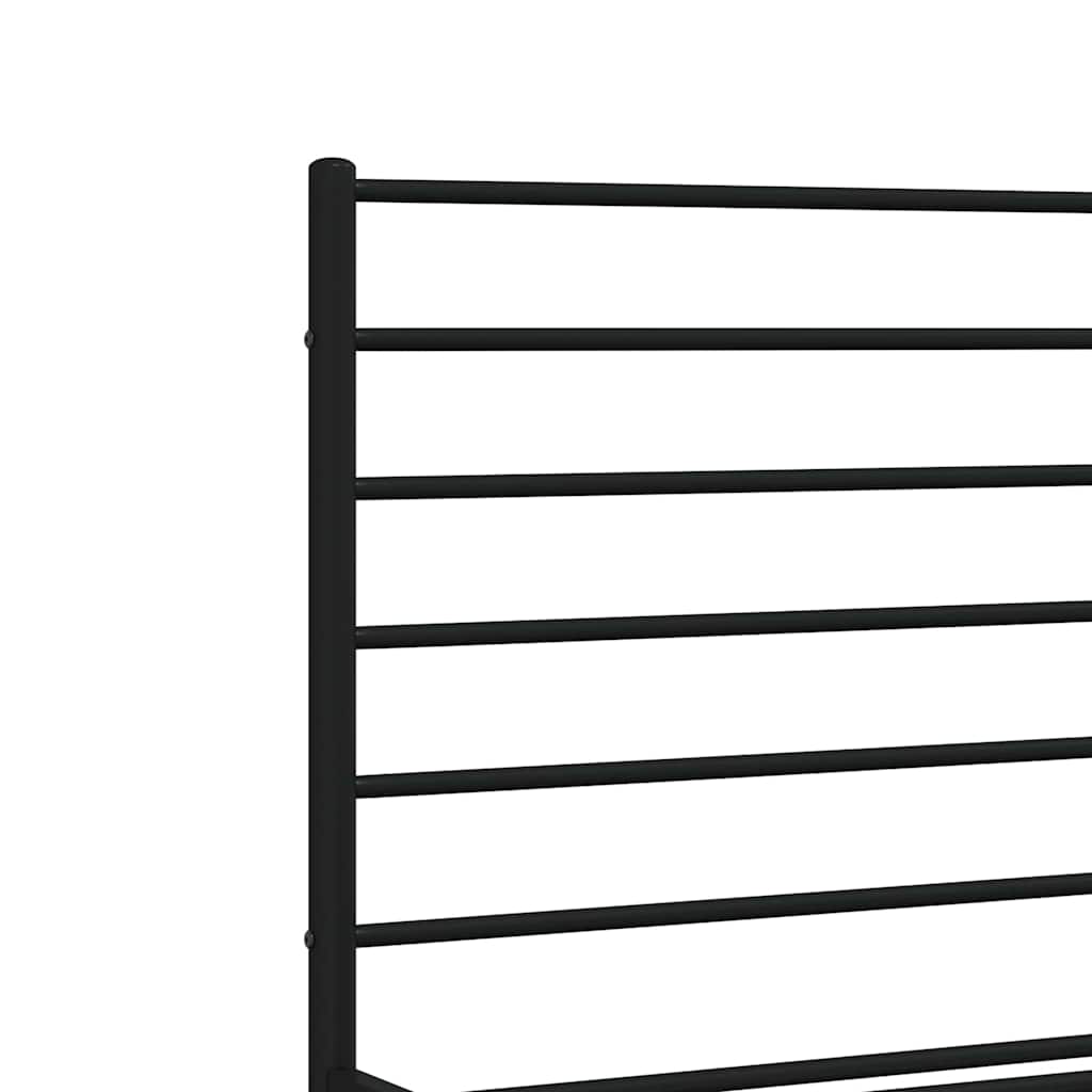 vidaXL Metal Bed Frame without Mattress with Headboard Black 135x190cm