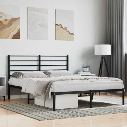 vidaXL Metal Bed Frame without Mattress with Headboard Black 140x190cm