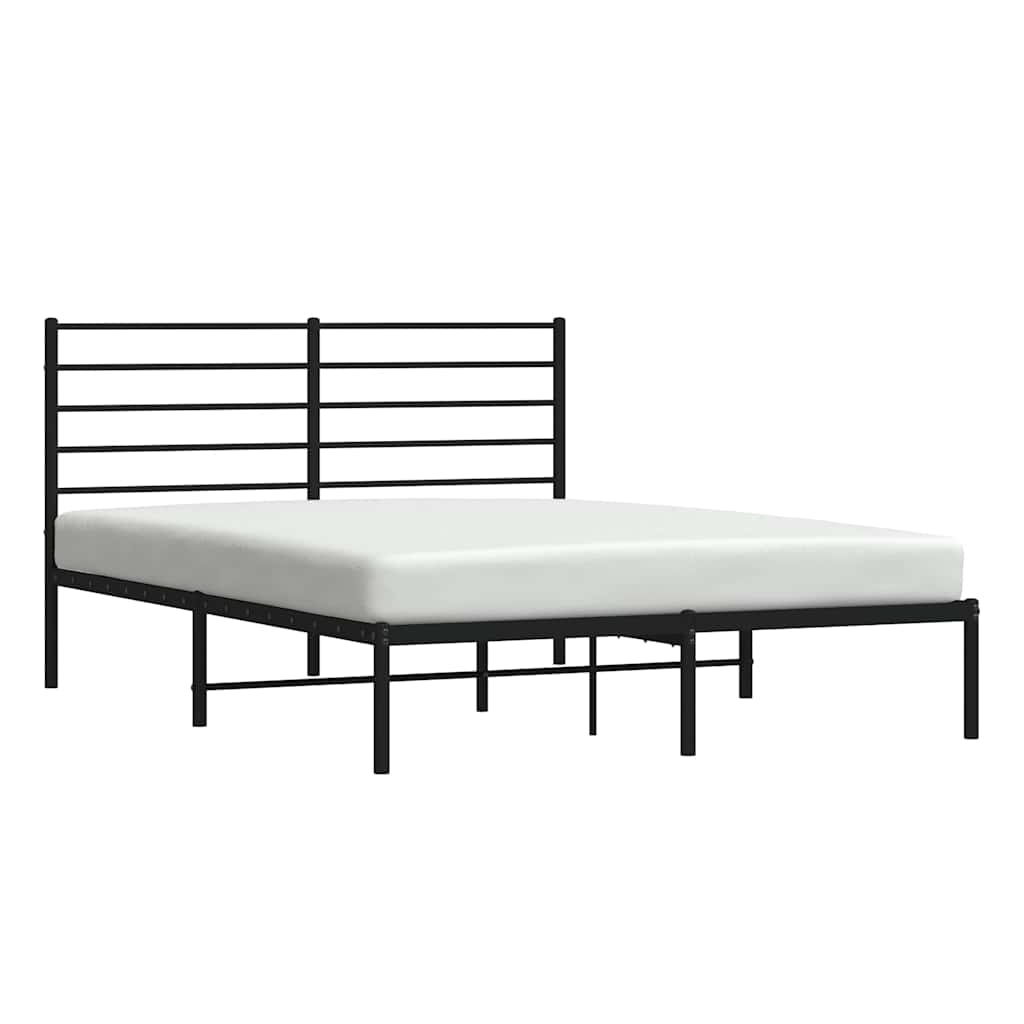 vidaXL Metal Bed Frame without Mattress with Headboard Black 140x190cm