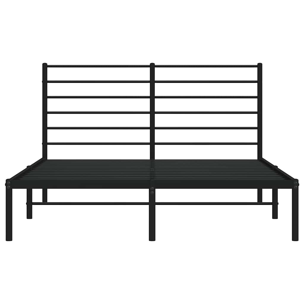 vidaXL Metal Bed Frame without Mattress with Headboard Black 140x190cm