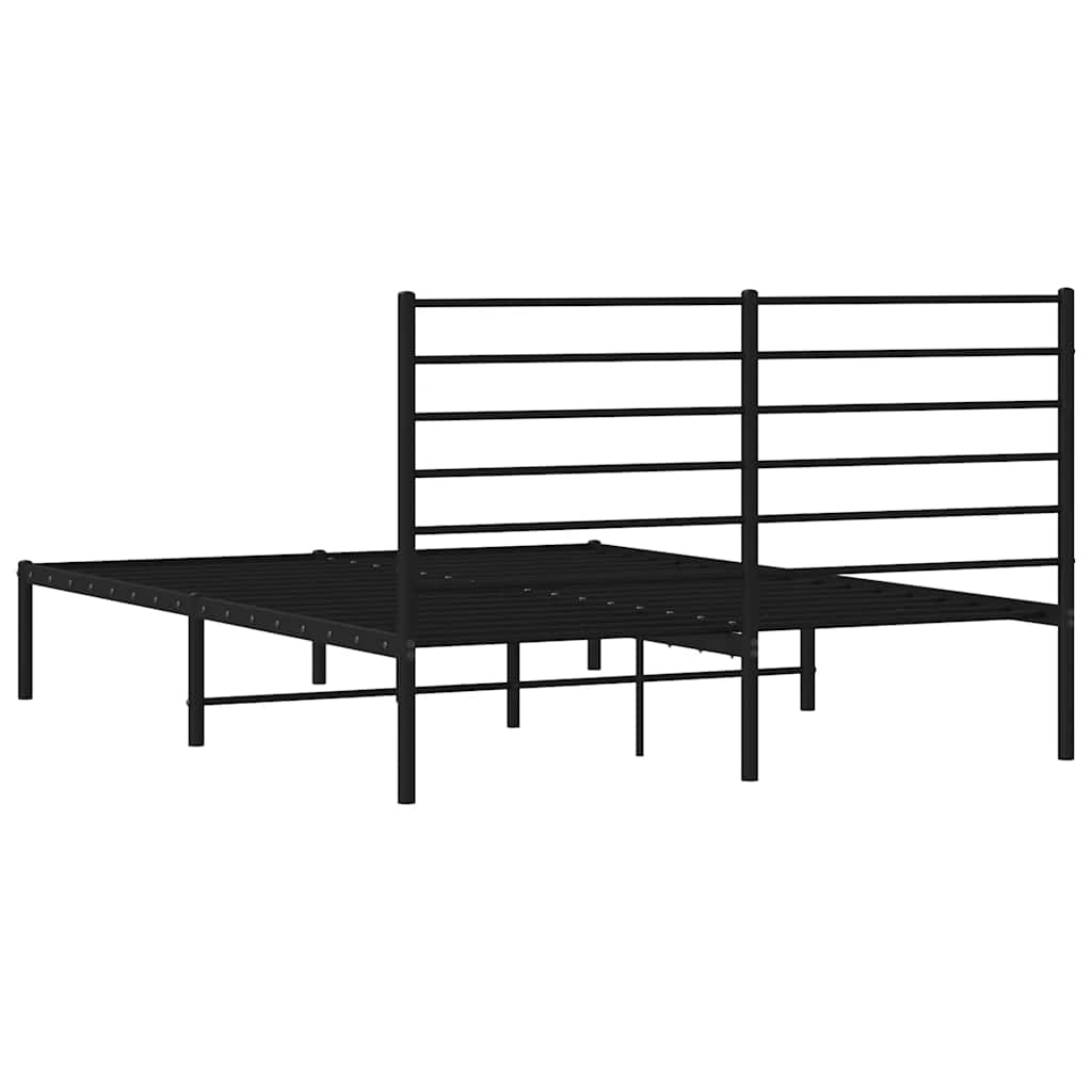 vidaXL Metal Bed Frame without Mattress with Headboard Black 140x190cm