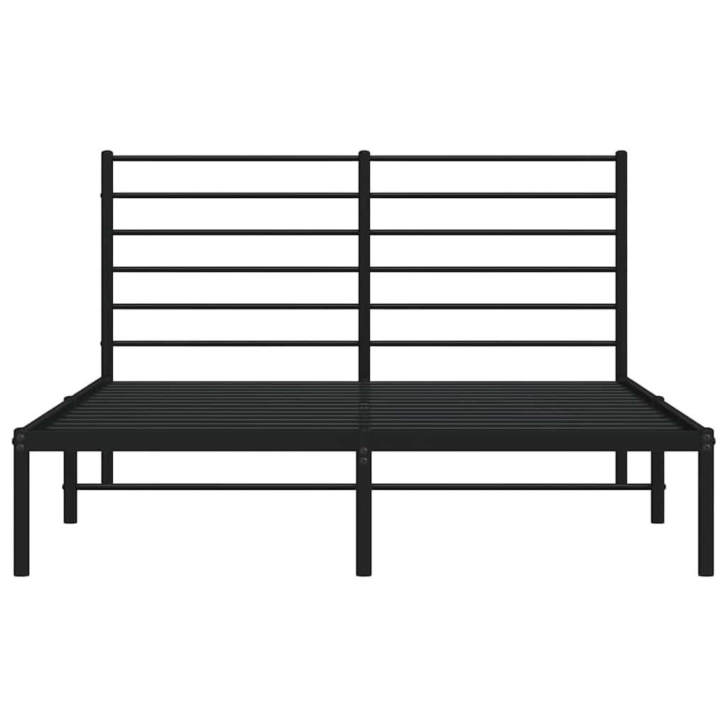 vidaXL Metal Bed Frame without Mattress with Headboard Black 140x200cm